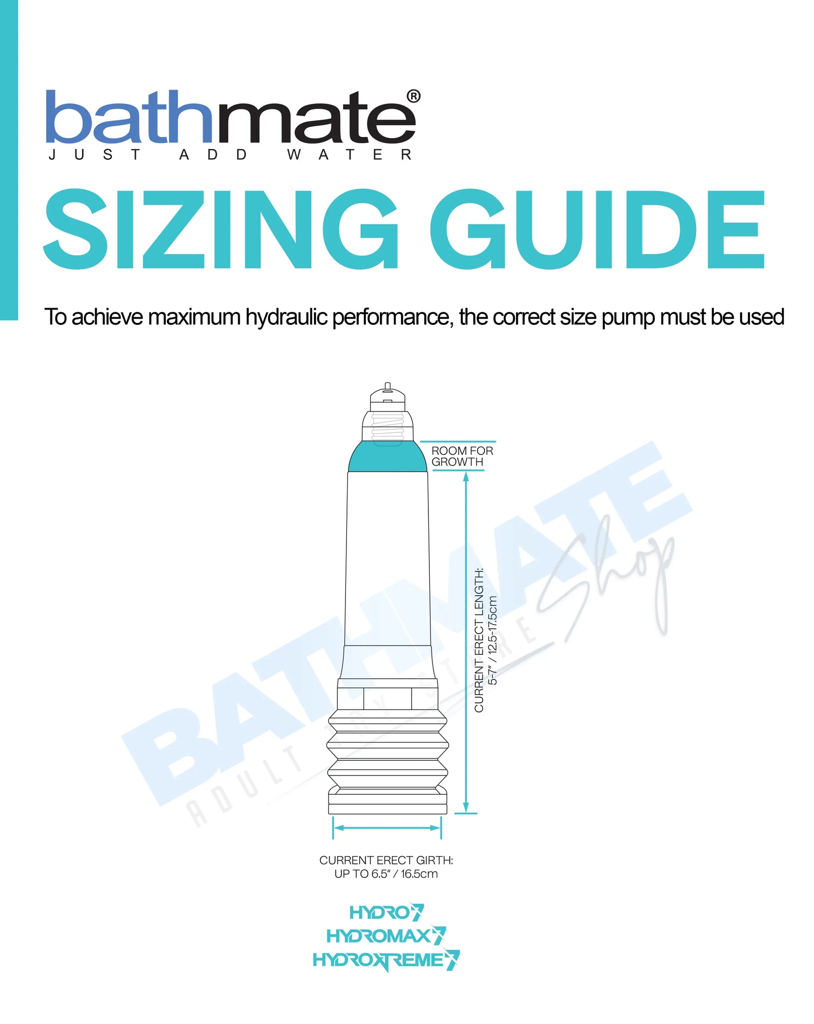 Bathmate Hydromax 7 and HydroXtreme 7 pump size guide