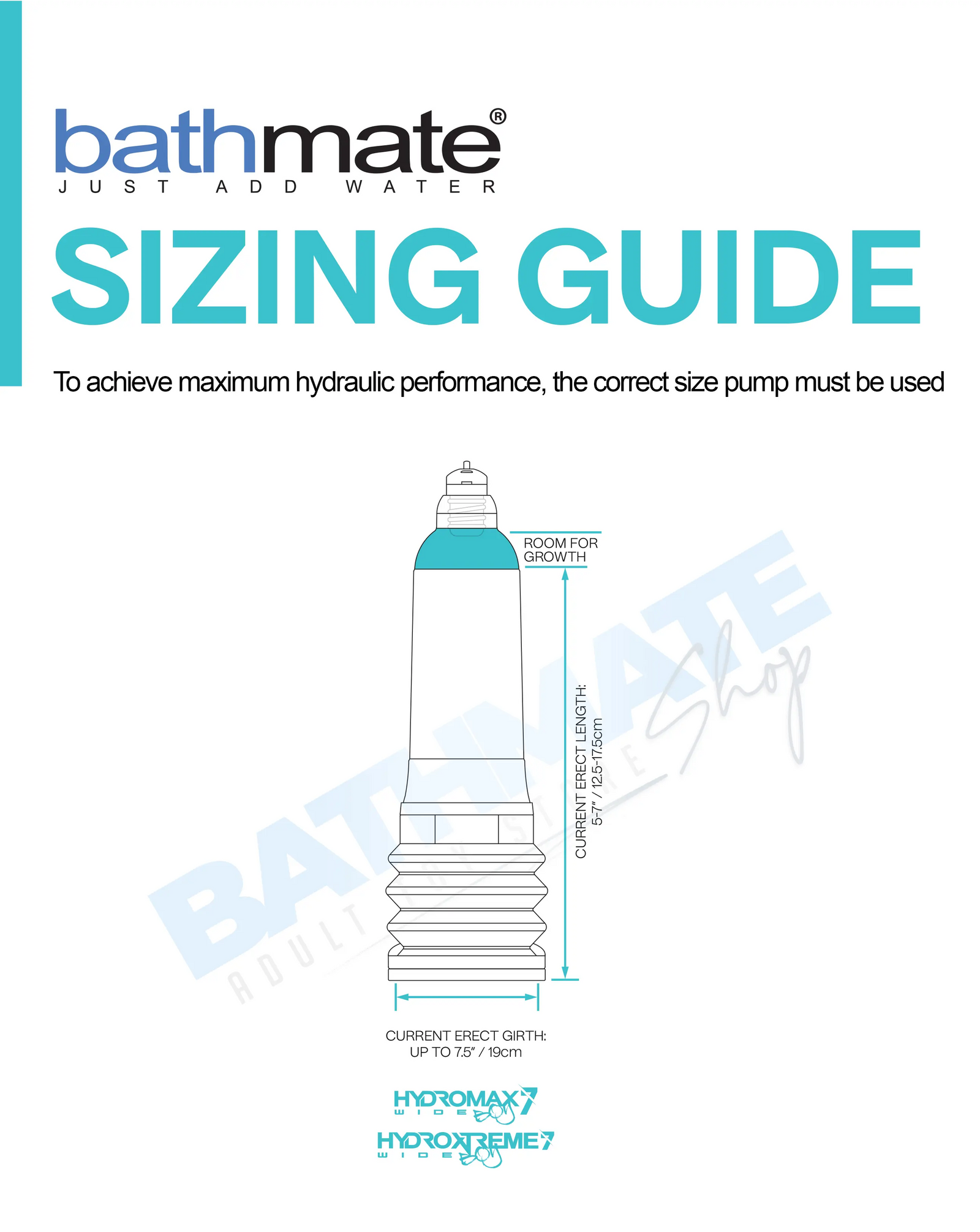 Bathmate Hydromax 7 Wide Boy and HydroXtreme 7 Wide Boy pump size guide