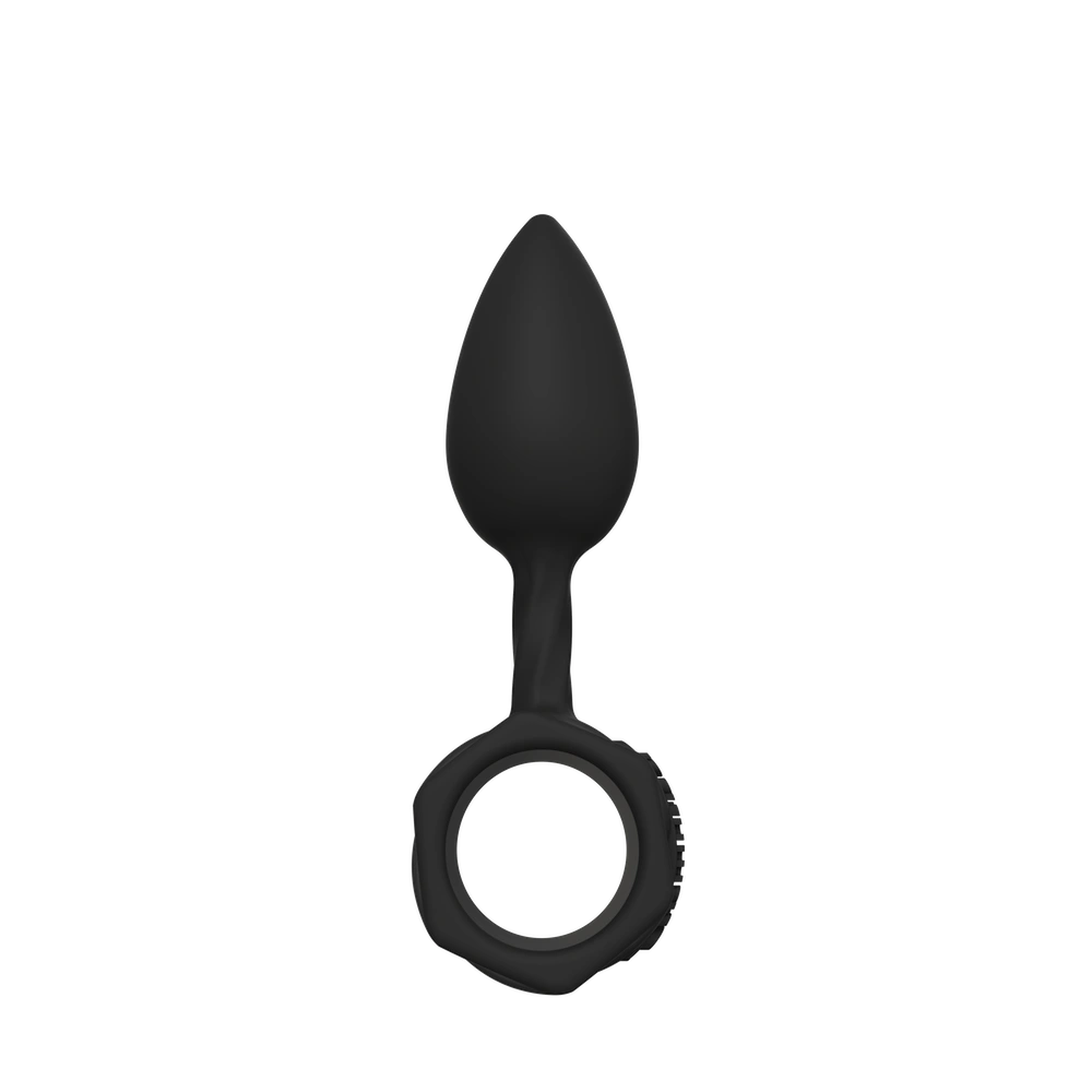 Black silicone bathmate butt plug on a white background - small