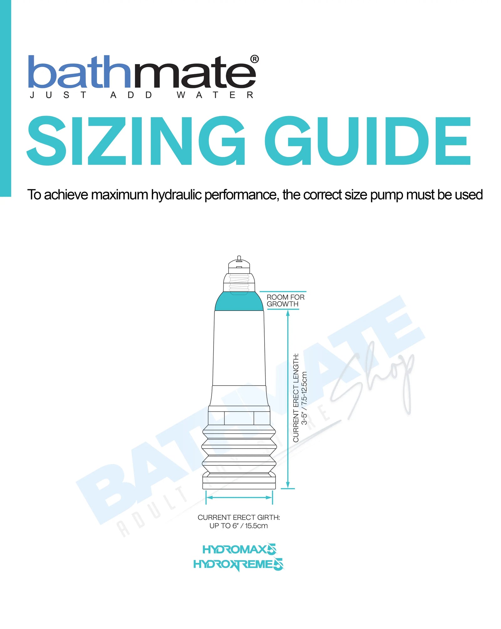 Bathmate Hydromax 7 and HydroXtreme 7 pump size guide